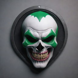 A 3D rendition of a sad Joker Skull Prestige Icon influenced by Call of Duty, combining the chilling aura of a skull with admired joker elements.