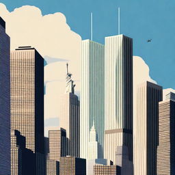 An animated movie poster depicting the events of 9/11 with a respectful and solemn tone