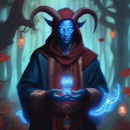 High quality image of a young male tiefling sorcerer