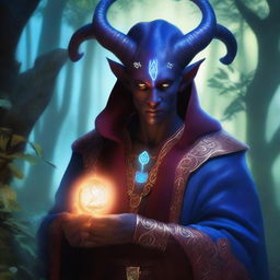 High quality image of a young male tiefling sorcerer