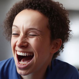 A person's face overcome with laughter reacting to an unexpected request about updating a Jira ticket.