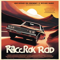 A dynamic and thrilling movie poster for a film titled 'ROCK THE ROAD'