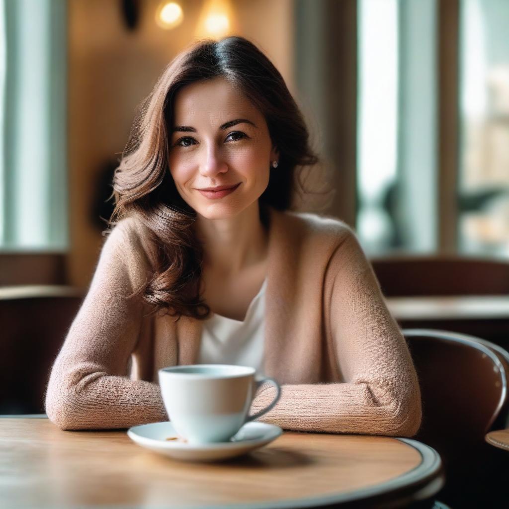 Liza Kovalenko sits at a cozy table, sipping tea from a delicate porcelain cup