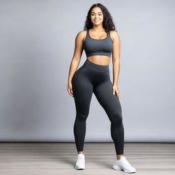 A young woman with medium-sized large glutes wearing leggings