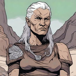 A detailed image of an old Goliath woman from the Dungeons and Dragons universe