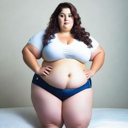 A morbidly obese woman in a nurse outfit posing for a picture