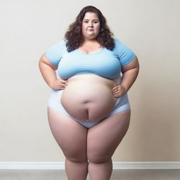 A morbidly obese woman in a nurse outfit posing for a picture