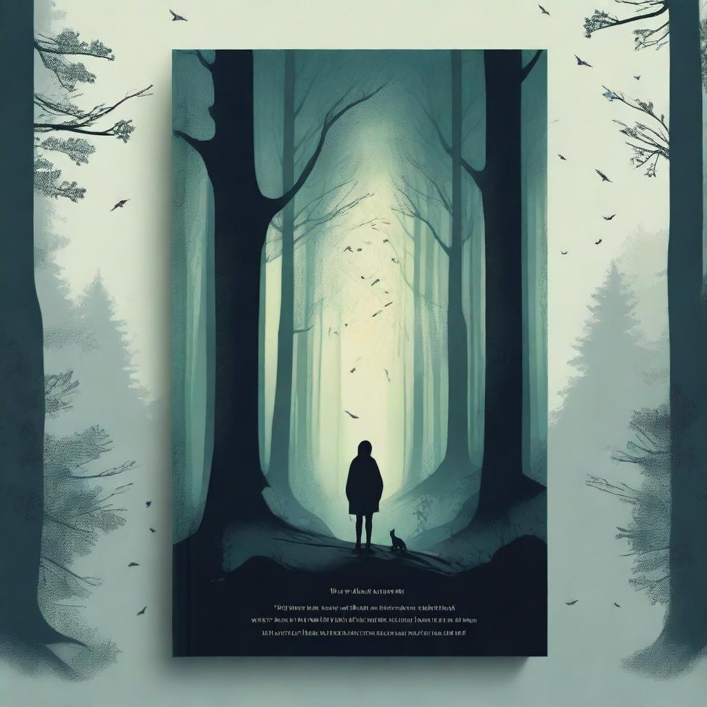 A captivating book cover featuring an adventurous scene with a mysterious forest, a brave protagonist, and a hint of magic