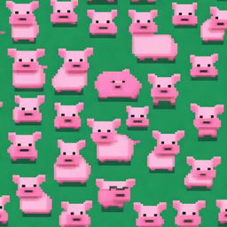 A humorous depiction of pigs in a pixel art style