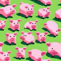 A humorous depiction of pigs in a pixel art style