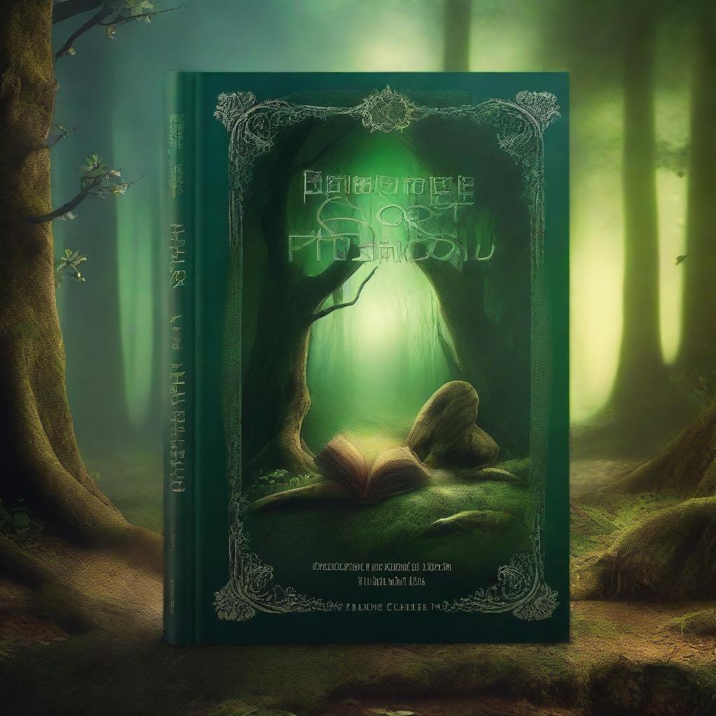 Create a captivating book cover featuring a mystical forest with a hidden ancient temple