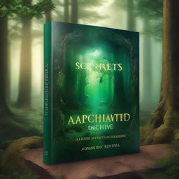 Create a captivating book cover featuring a mystical forest with a hidden ancient temple