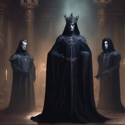 A group of sinister princes with dark, regal attire, each exuding an aura of malevolence