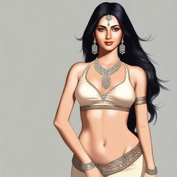 A depiction of an average-looking Indian woman with an attractive physique