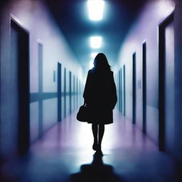 Create a suspenseful book cover with a clear, dimly lit background featuring a hospital corridor or abstract shadows