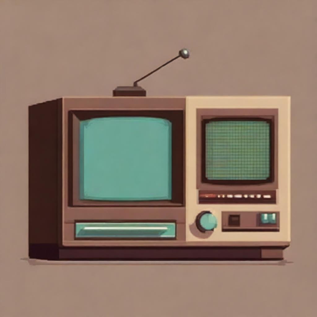 A detailed pixel art depiction of an old retro TV set