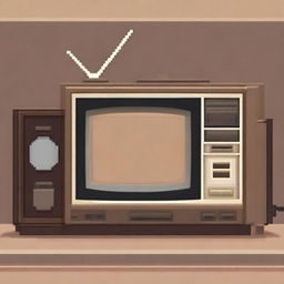 A detailed pixel art depiction of an old retro TV set