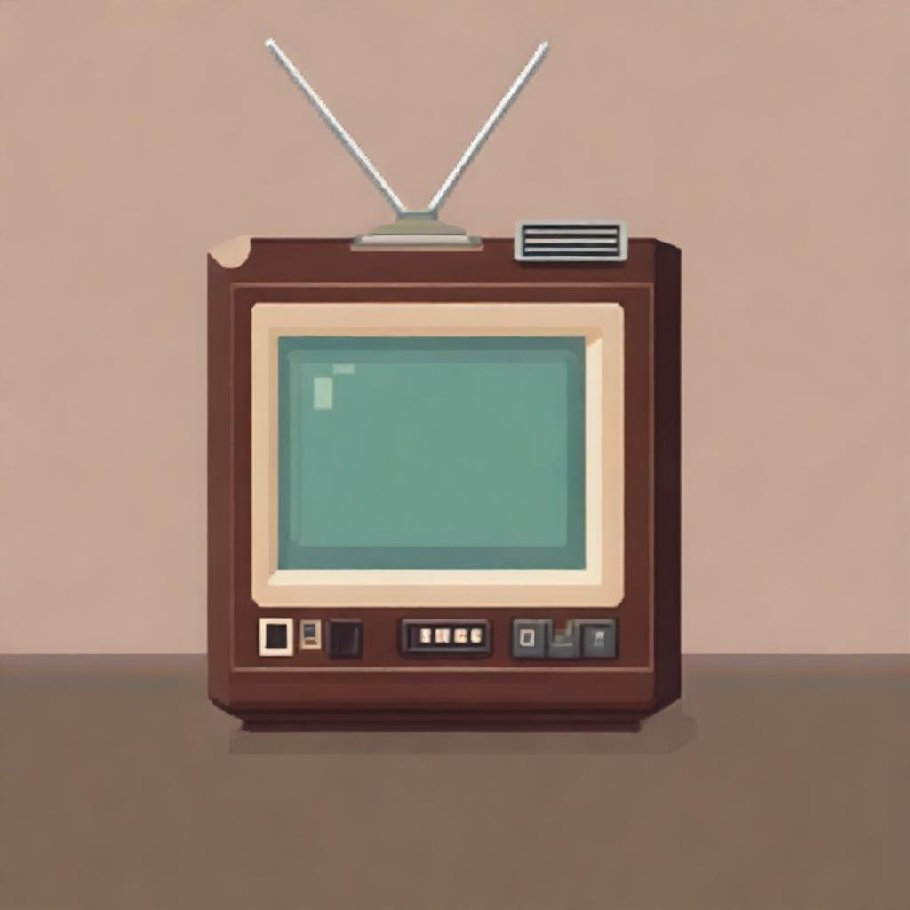 A detailed pixel art depiction of an old retro TV set