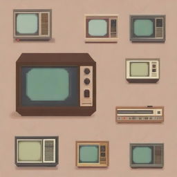 A detailed pixel art depiction of an old retro TV set