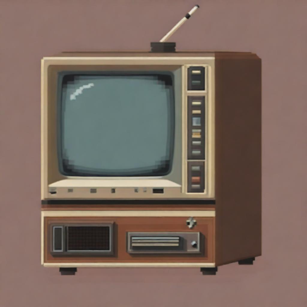 A detailed pixel art depiction of an old retro TV set