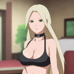 Tsunade, the powerful and iconic character from Naruto, depicted wearing a stylish bra