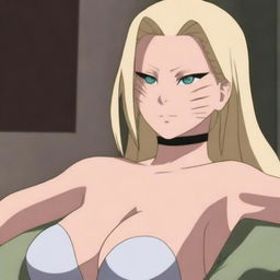 Tsunade, the powerful and iconic character from Naruto, depicted wearing a stylish bra