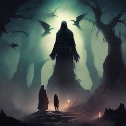 Create a book cover for 'Echoes of A Forgotten Abyss' with a dark, mysterious, and epic feel