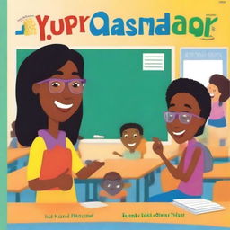 A vibrant book cover depicting a classroom scene where a teacher asks a question to a student