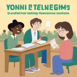 A book cover designed for 9th graders, depicting a classroom scene where a teacher asks a question to a student