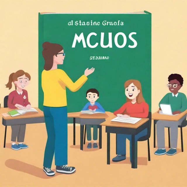 A book cover designed for 9th graders, depicting a classroom scene where a teacher asks a question to a student