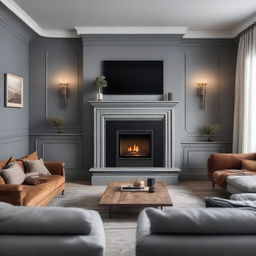 A cozy living room featuring a fireplace with a TV mounted above it