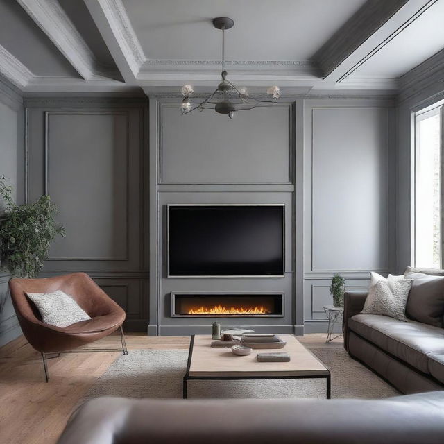 A cozy living room featuring a fireplace with a TV mounted above it