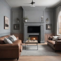 A cozy living room featuring a fireplace with a TV mounted above it