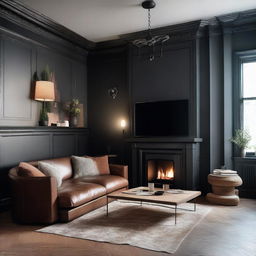 A cozy living room featuring a fireplace with a LED TV mounted above it