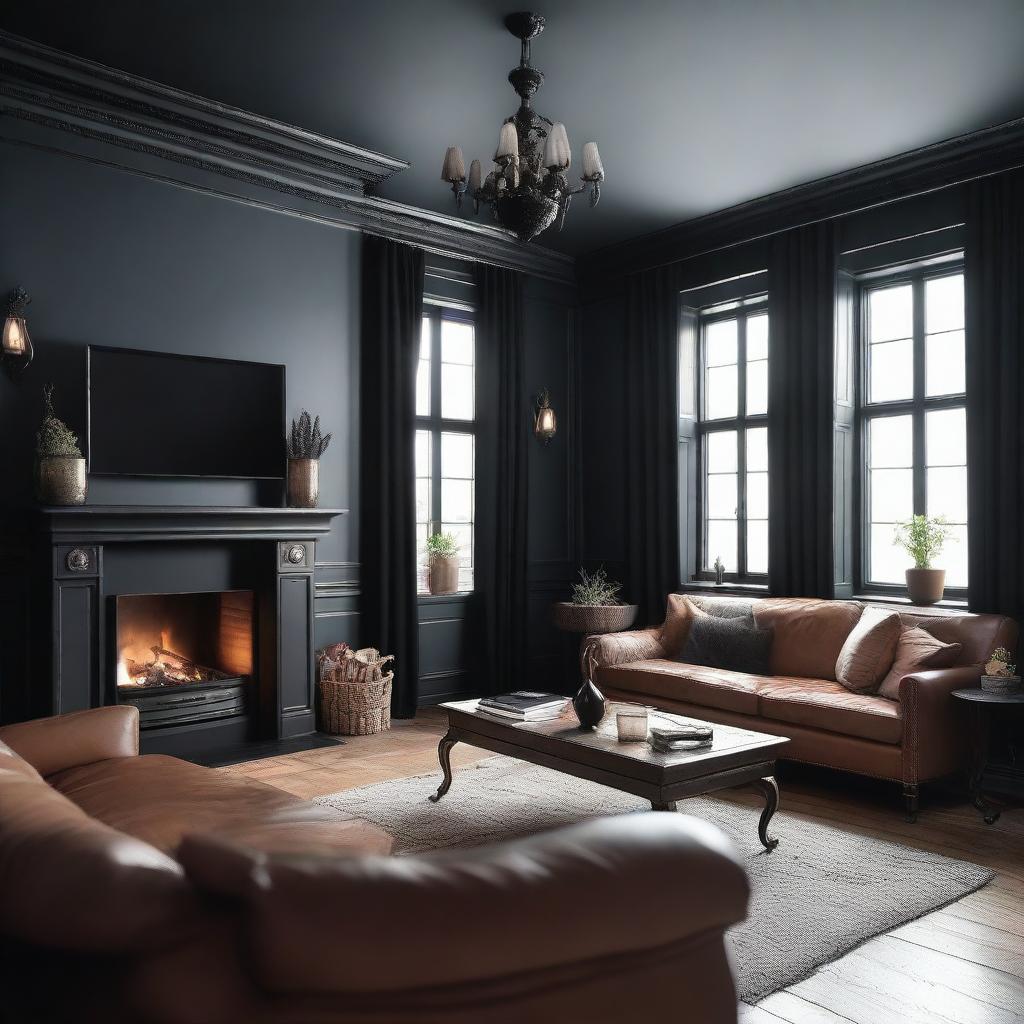 A cozy living room featuring a fireplace with a LED TV mounted above it