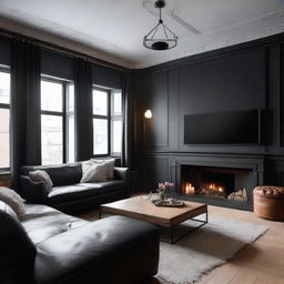 A cozy living room featuring a fireplace with a LED TV mounted above it