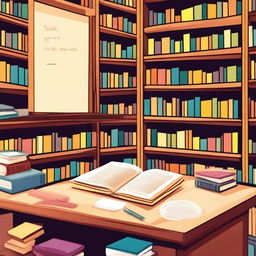 A detailed illustration of a librarian board filled with book recommendations, notes, and colorful sticky notes
