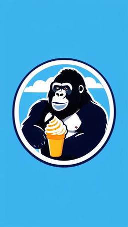 A vibrant logo featuring a friendly gorilla holding a stylized ice cream cone surrounded by a sky blue circular border. Inside the border are the words 'Sweet Treats on Wheels' in a darker blue, rounded font.