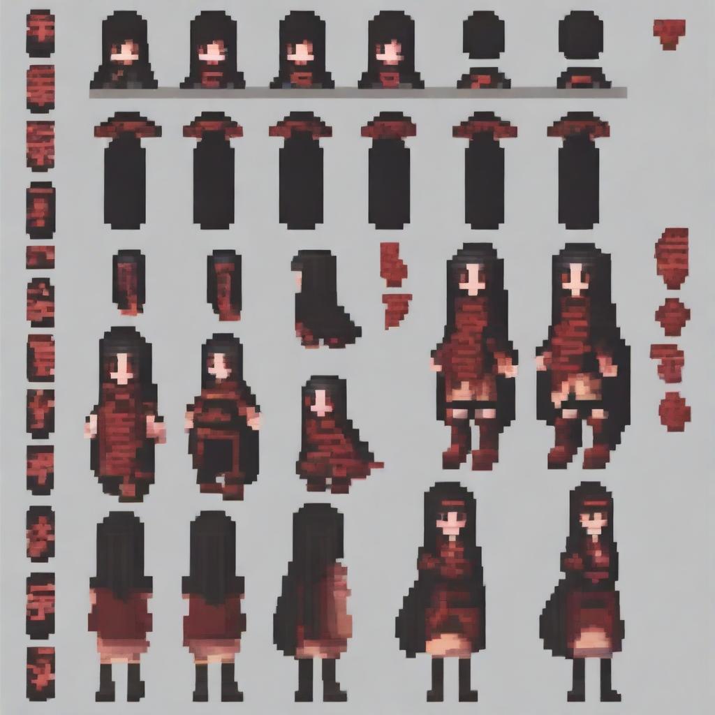 Create a 64x64 pixel art sprite sheet for an action RPG game with a top-down view