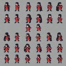 Create a 64x64 pixel art sprite sheet for an action RPG game with a top-down view