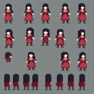 Create a 64x64 Pixel Art Sprite Sheet for an Action RPG Game