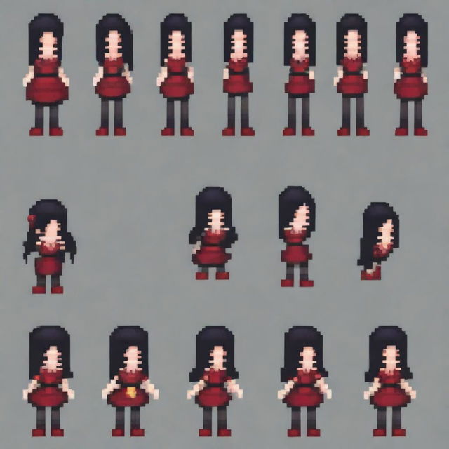 Create a 64x64 pixel art sprite sheet for an action RPG game with a top-down view