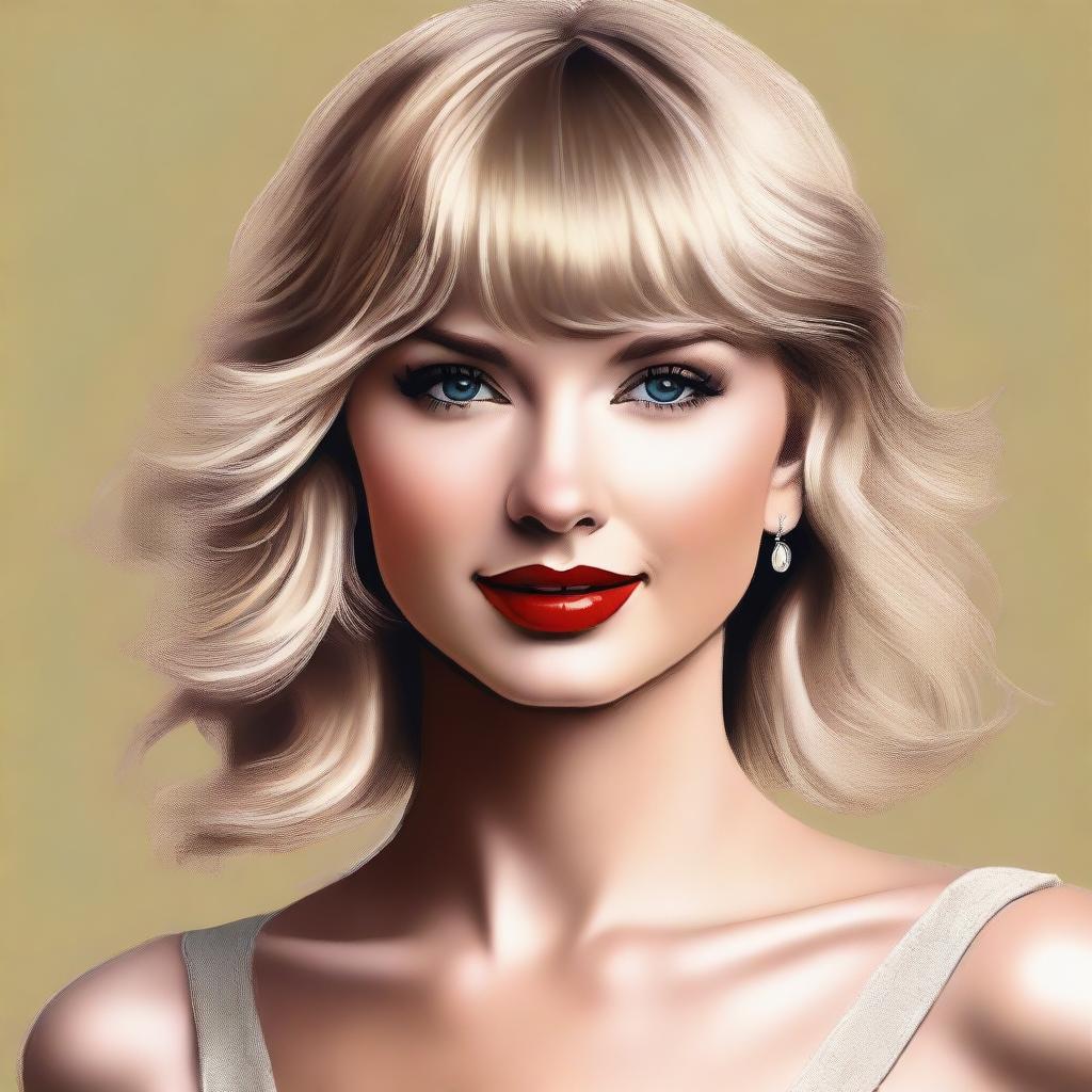 A realistic portrait of Taylor Swift, capturing her elegance and charm