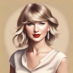 A realistic portrait of Taylor Swift, capturing her elegance and charm