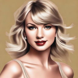 A realistic portrait of Taylor Swift, capturing her elegance and charm