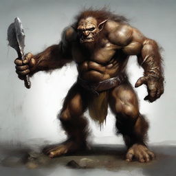 Create an image of a huge and ugly troll wielding a warhammer