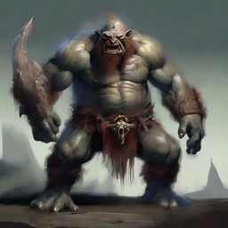 Create an image of a huge and ugly troll wielding a warhammer