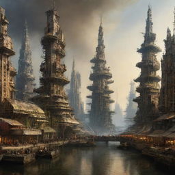 pirexian future city 2050 age painted by rembrandt