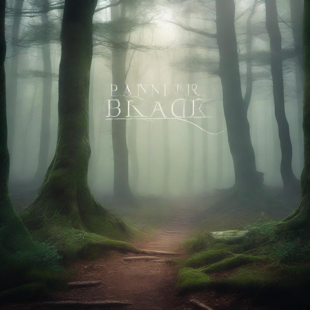 Create a captivating book cover with a mystical forest scene