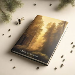 A captivating book cover featuring a dense golden pine forest